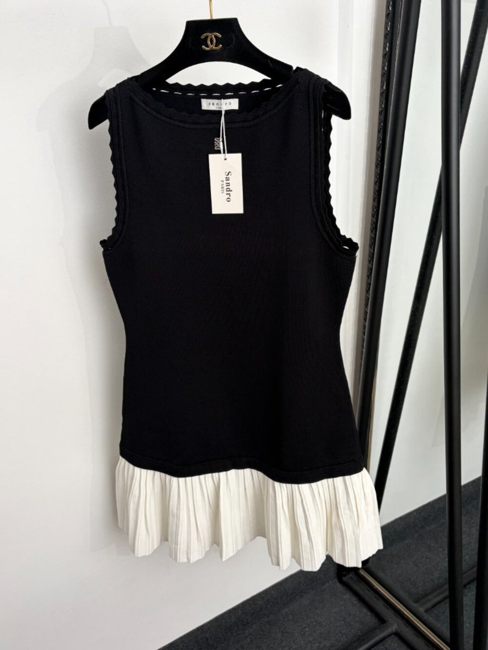 SANDRO New Sleeveless Paneled Knit Dress